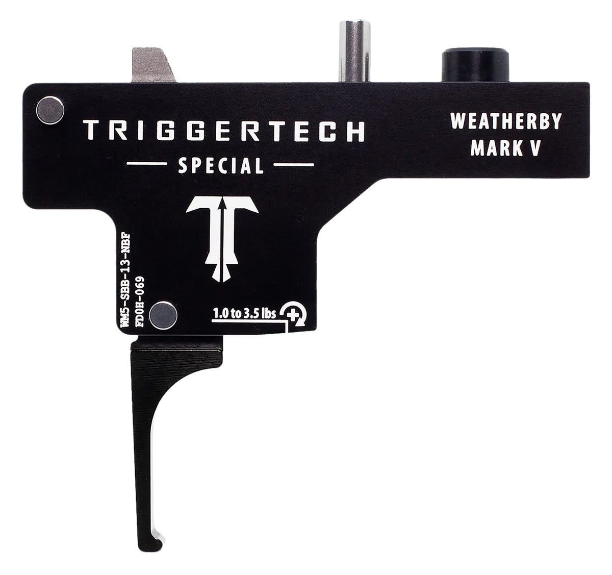 Weatherby Mark V Special Single-Stage Flat Drop-In Trigger by TriggerTech, 1-3.50 lbs Draw Weight, Black PVD