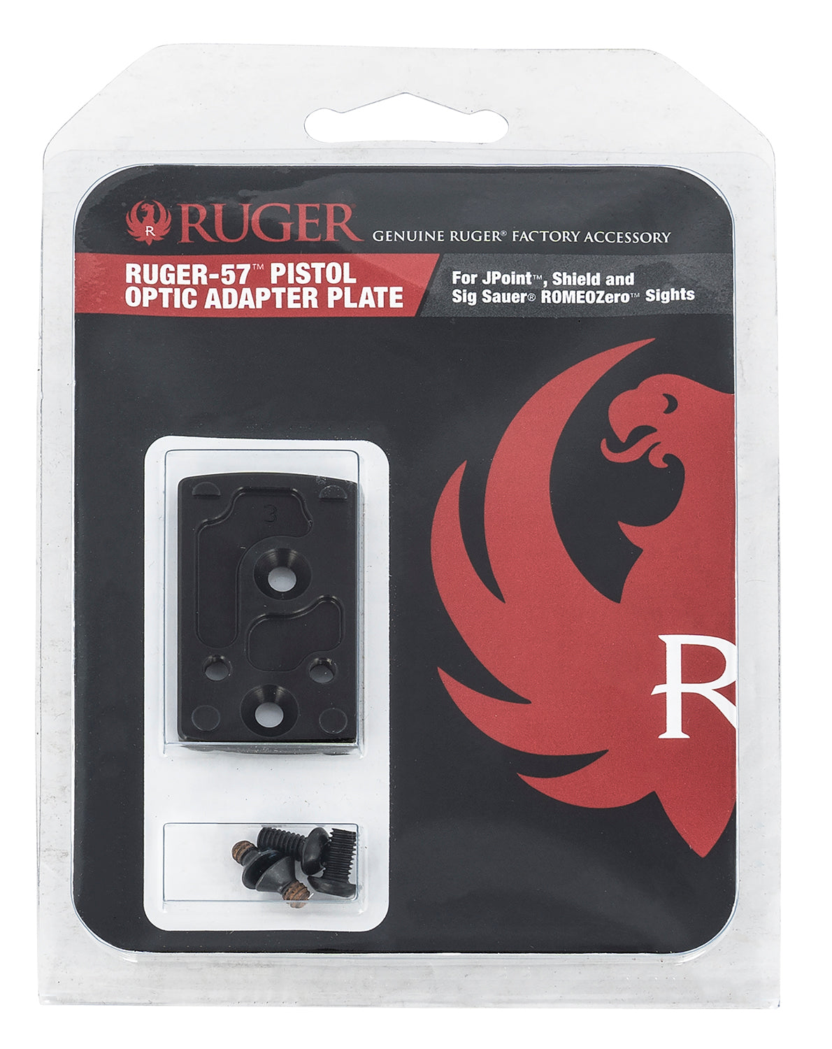 Ruger 90723 Black Anodized Aluminum Ruger-57 Optic Adapter Plate Compatible with JPoint and Shield RMS