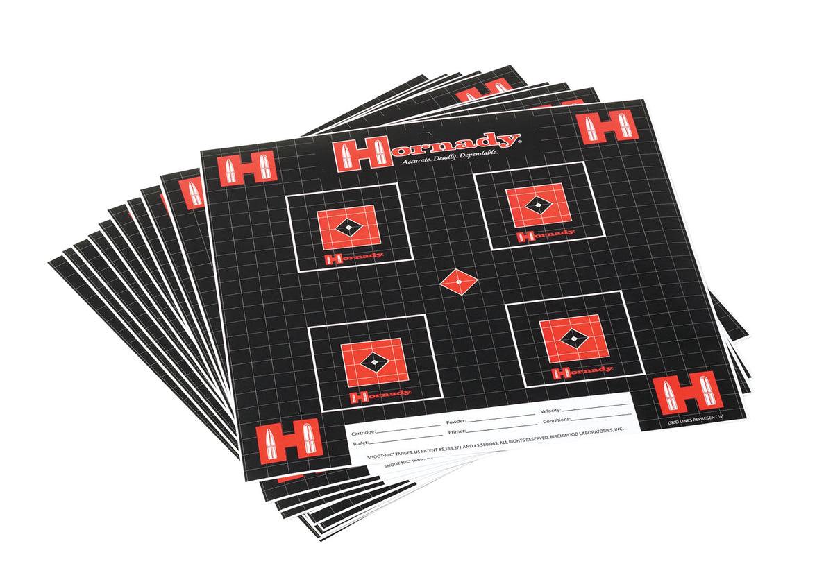 Hornady Lock-N-Load Target Grid Paper Targets 10 Pack Black/Red/White