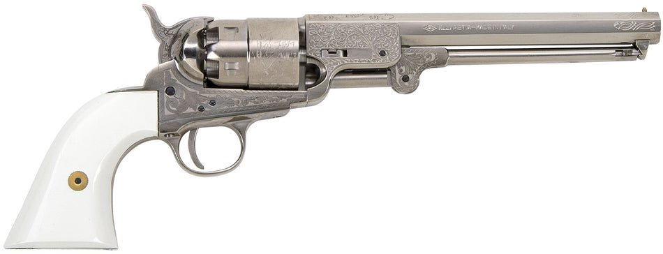 Traditions 1851 Navy .44 Caliber 7.5" Nickel Frame 6 Shot Black Powder Revolver Ivory Grip