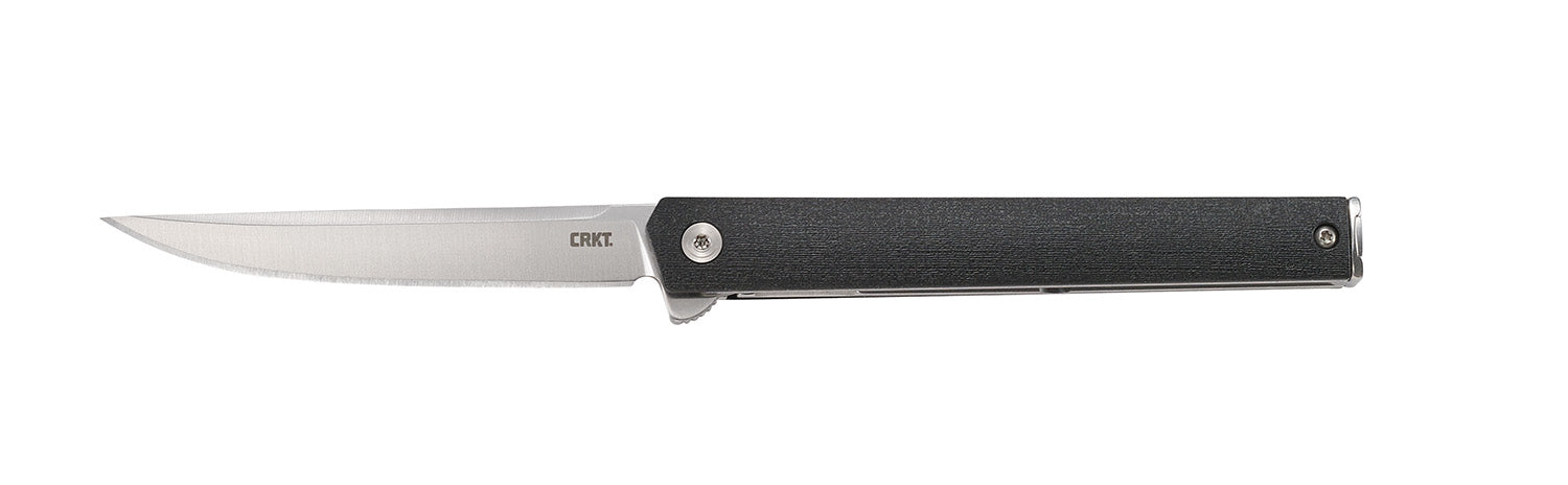 CRKT 7097 CEO Flipper 3.35" Folding EDC Knife Satin AUS-8A SS Blade Black GRN Handle with Clip