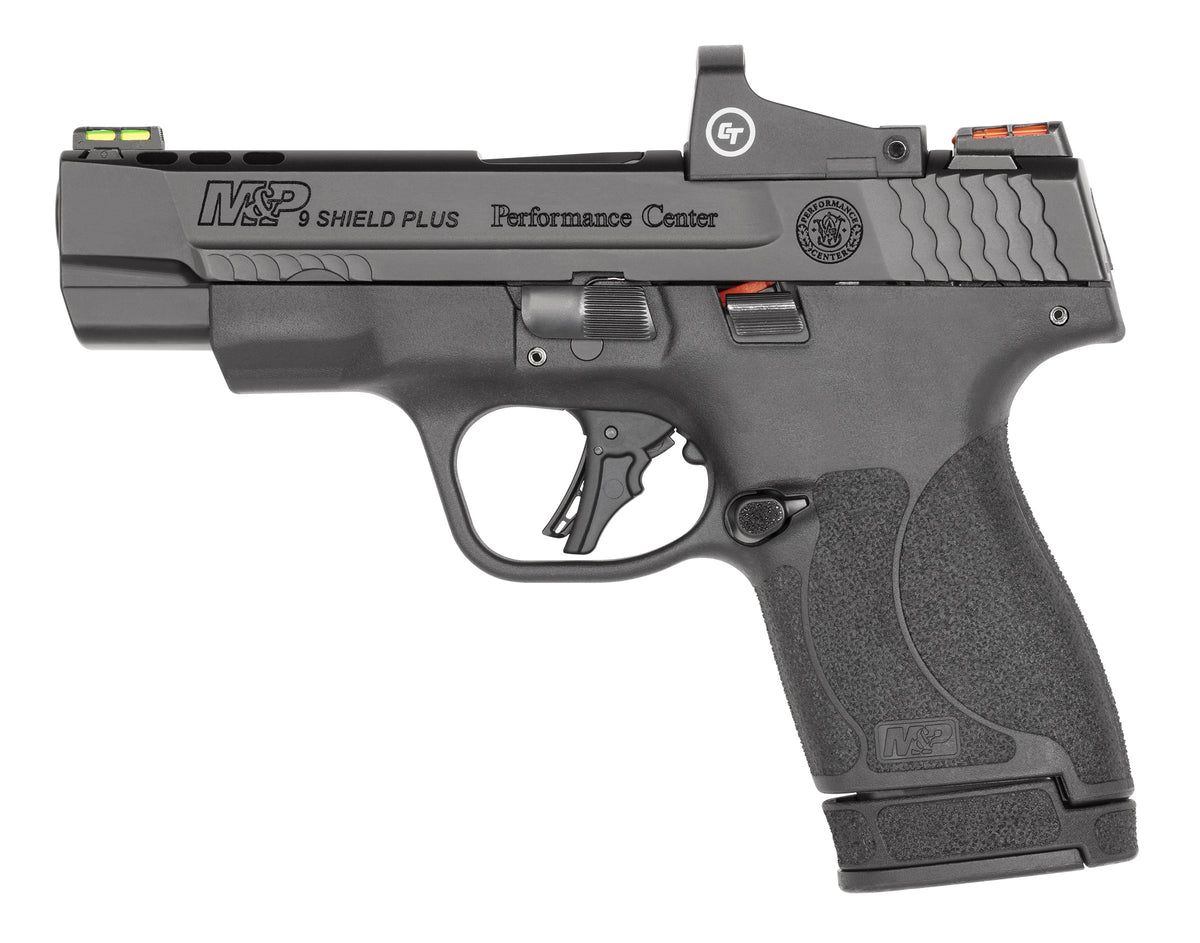 Smith & Wesson 13253 Performance Center M&P Shield Plus 9mm Luger 4" Ported 10+1,13+1 Black Matte Black Armornite Stainless Steel Ported Slide Black Polymer Grip (No Manual) Crimson Trace Red Dot