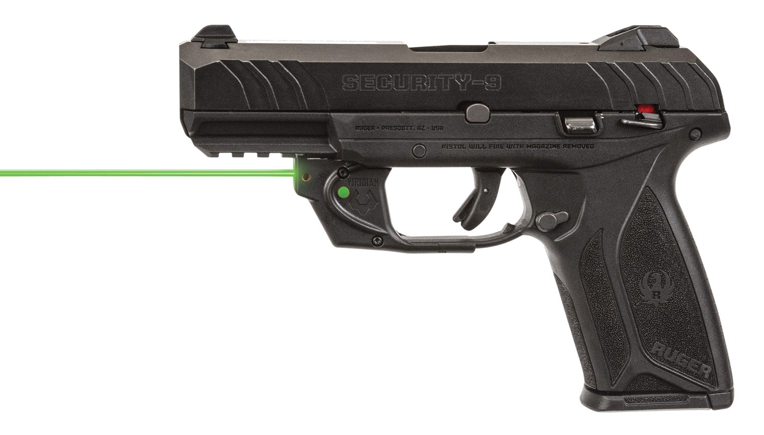 Viridian E-Series Green Laser 9120023 Ruger Security 9 and 380 Full and Compact Ambidextrous Black