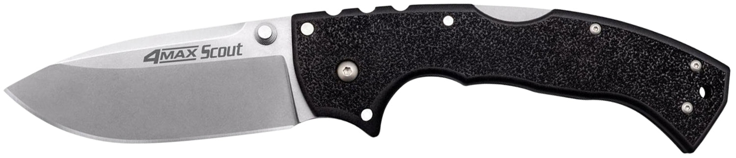 Cold Steel 4-Max Scout 4" Folding Stonewashed AUS-10A SS Blade, Black Griv-Ex Handle Tri-Ad Lock Includes Pocket Clip