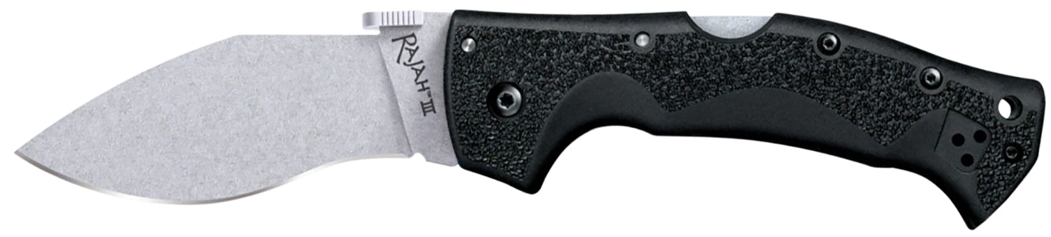 Cold Steel CS62JM Rajah III Folding Knife 3.5" Stone Washed AUS-10A Stainless Steel Drop Point Blade Tri-Ad Lock