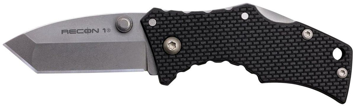 Cold Steel Recon 1 Micro 2" Tanto Folding Knife Stonewashed 4034 Stainless Blade Black Griv-Ex Handle Includes Clip