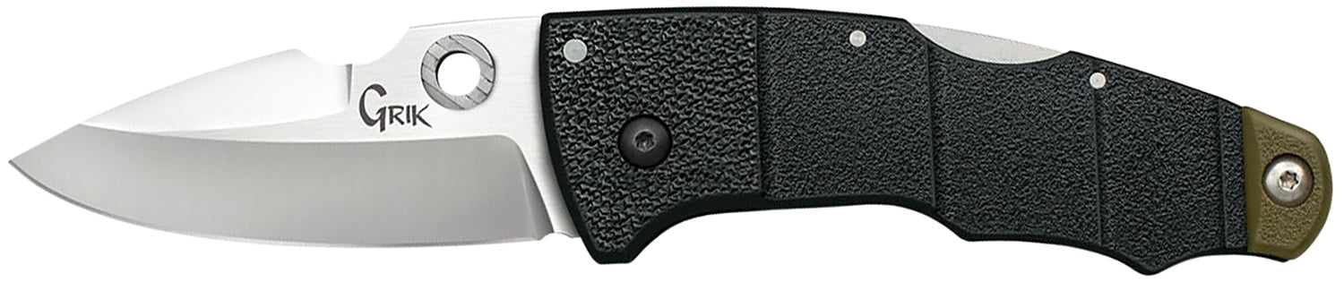 Cold Steel Grik 3" Plain Spear Point Folding Knife Satin AUS-8A SS Blade Black and OD Green GFN Handle Includes Clip