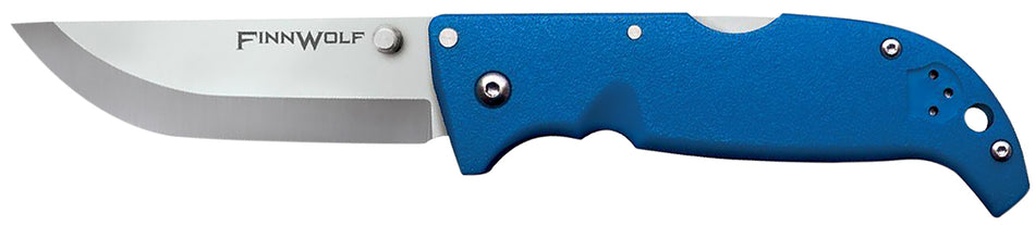 Cold Steel Finn Wolf 3.50" Plain Straight Back Folding Knife Satin AUS-8A SS Blade Blue Griv-Ex Handle Includes Clip
