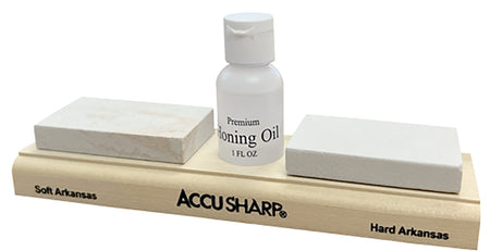 AccuSharp Whetstone Combo Kit Natural Arkansas Sharpening Stones Coarse Fine Includes Honing Solution