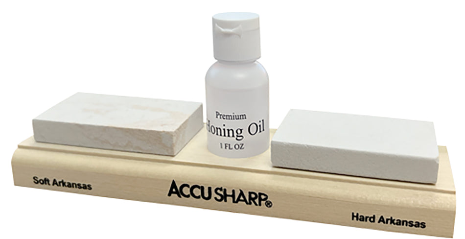 AccuSharp Whetstone Combo Kit Natural Arkansas Sharpening Stones Coarse Fine Includes Honing Solution