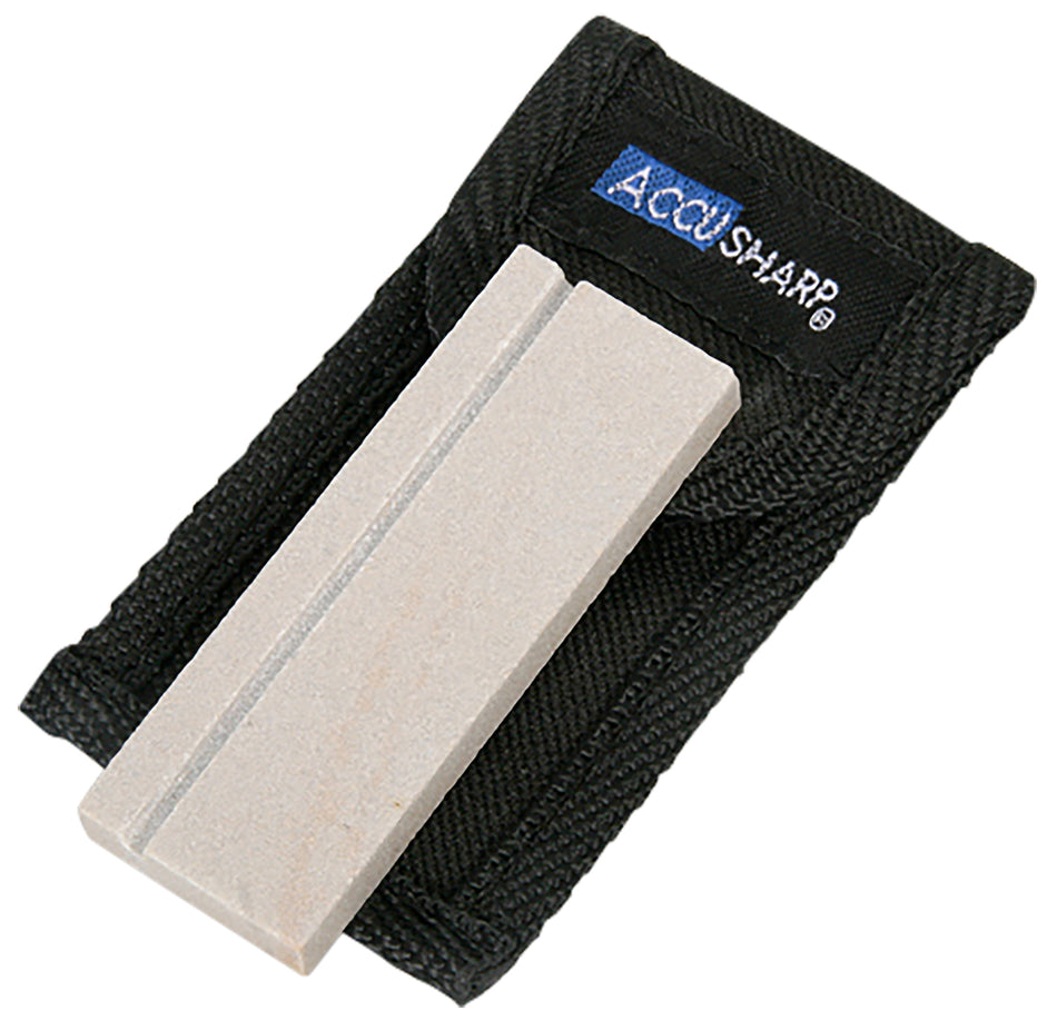 AccuSharp Pocket Natural Arkansas Stone Sharpener White with Carry Pouch and Belt Loop
