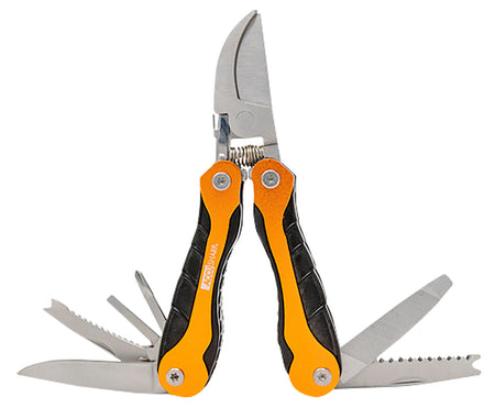 AccuSharp 085C Sportsman's Folding Multi-Tool Black/Orange - Saw, Fish Scaler, Knife & Carry Case with Belt Loop