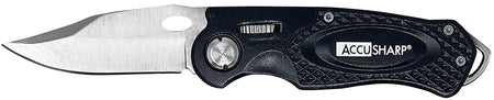 AccuSharp 703C 3" Folding Plain-Edge Sport Knife Black Anodized Aluminum Handle - Includes Belt Clip
