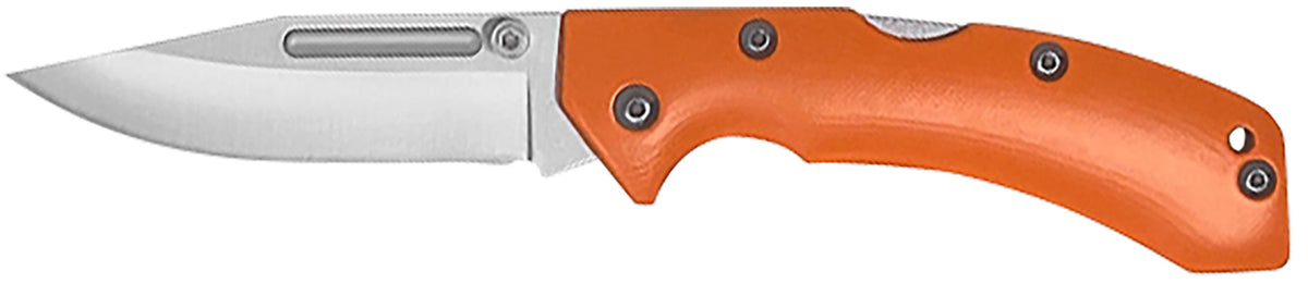AccuSharp 712C 3" Clip-Point Lockback Folder Plain Stainless Blade - Blaze Orange G10 Handle & Enclosed Allen Wrench