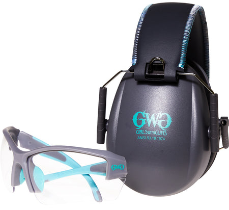 Girls With Guns 2388 Assure Clear Lens Anti-Scratch Safety Glasses & Muff Combo
