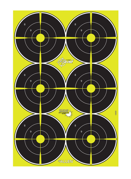 EZ-Aim 15355 Splash Reactive Hanging Bullseye Paper Target 12" x 18" 8 Per Pack