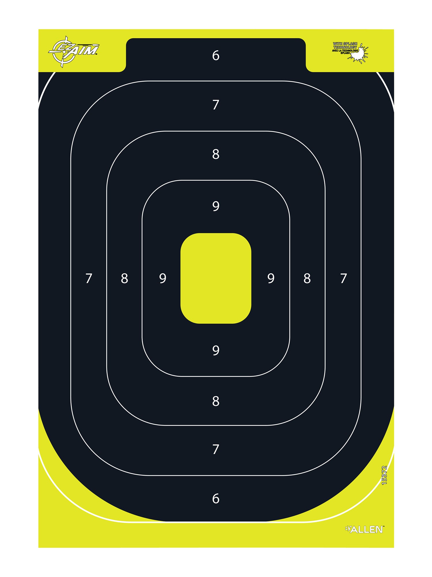 EZ-Aim Splash Reactive IPSC Silhouette Paper Hanging Target 12.5"x18.25" Black/Yellow 8 Per Package