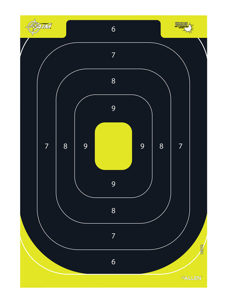 EZ-Aim Splash Reactive IPSC Silhouette Paper Hanging Target 12.5"x18.25" Black/Yellow 8 Per Package