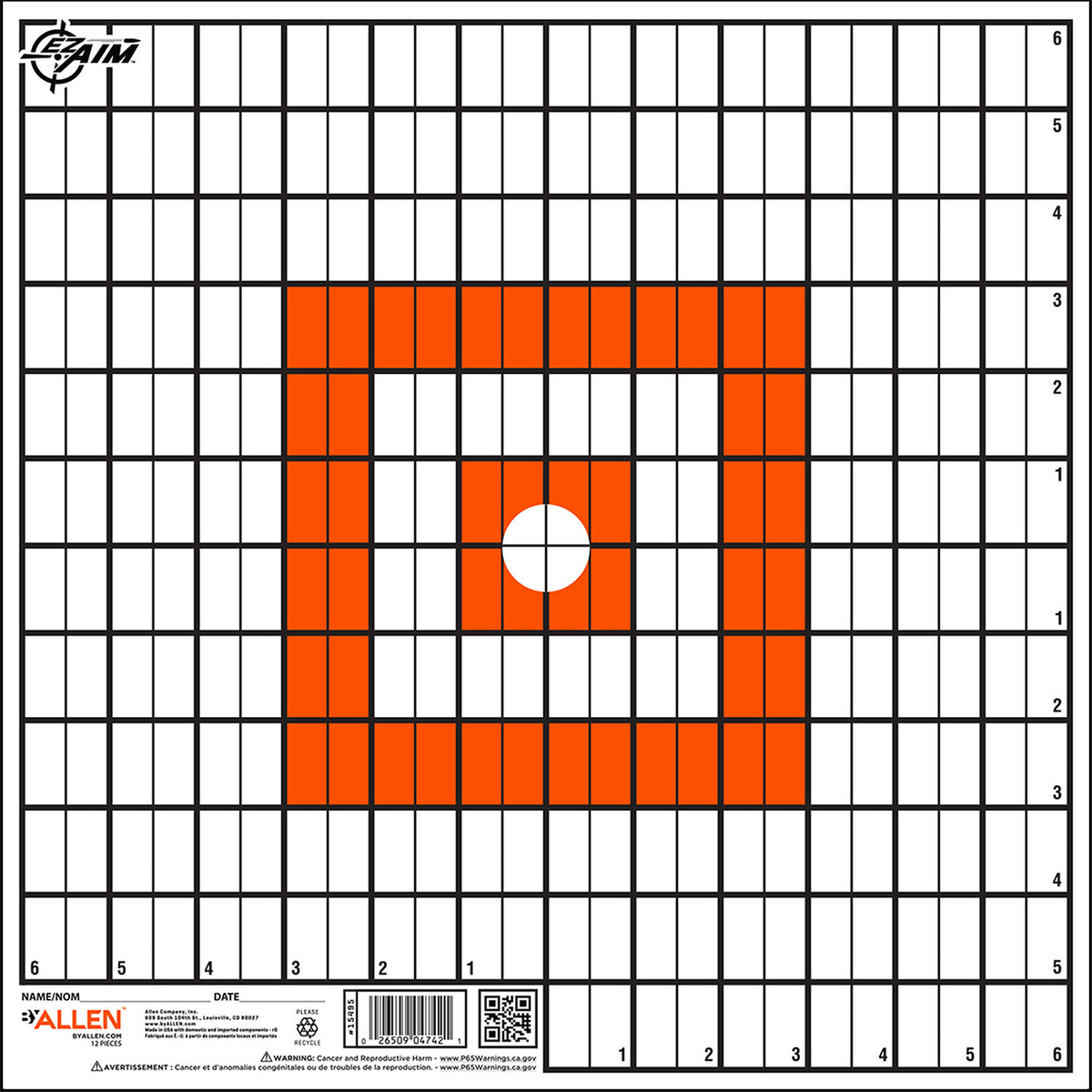 EZ-Aim 15495 Hanging Grid Paper Target 12" x 12" Orange and White 12 Per Pack