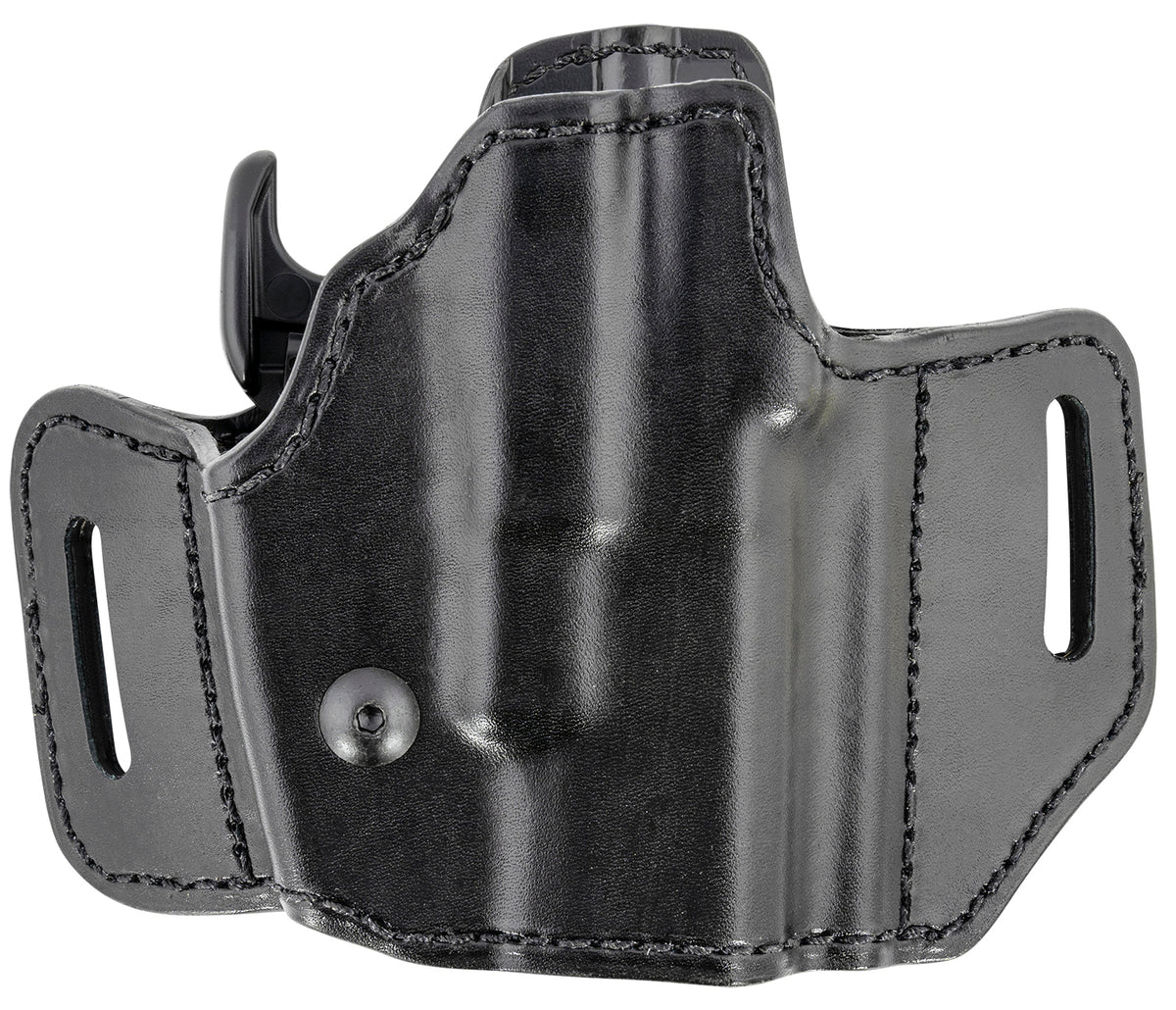 Bianchi 51831 Assent Pro-Fit OWB Leather Belt Slide Holster Size 11 Black, Compatible w/Glock 26/S&W M&P Shield/FN FNS Compact, Right Hand