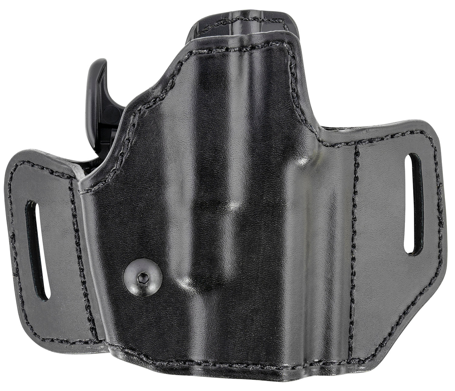 Bianchi 51831 Assent Pro-Fit OWB Leather Belt Slide Holster Size 11 Black, Compatible w/Glock 26/S&W M&P Shield/FN FNS Compact, Right Hand