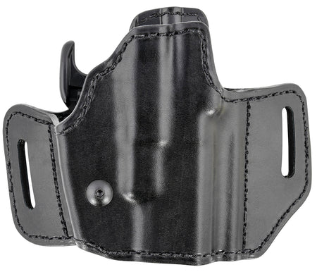Bianchi 51831 Assent Pro-Fit OWB Leather Belt Slide Holster Size 11 Black, Compatible w/Glock 26/S&W M&P Shield/FN FNS Compact, Right Hand