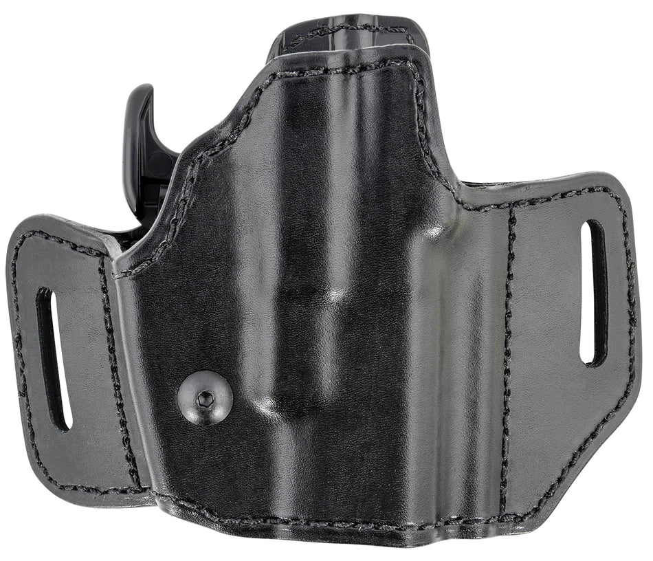 Bianchi 51831 Assent Pro-Fit OWB Leather Belt Slide Holster Size 11 Black, Compatible w/Glock 26/S&W M&P Shield/FN FNS Compact, Right Hand