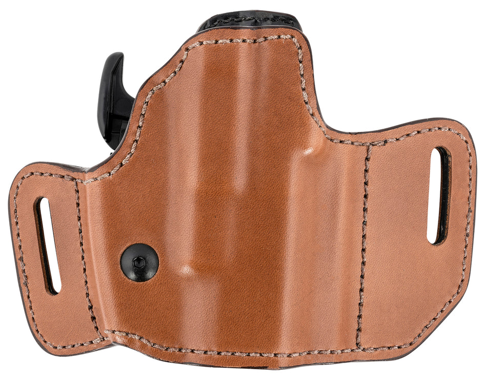 Bianchi Allusion Assent OWB Leather Holster Size 11 Tan Belt Slide for FN FNS Compact/Glock 26/27/S&W M&P Shield Right Hand