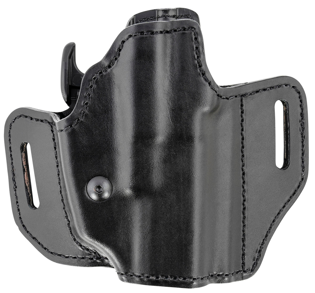 Bianchi Allusion Assent OWB Leather Holster Size 13b Black Belt Slide for Glock 19/FN FNS/Ruger Security-9 Right Hand