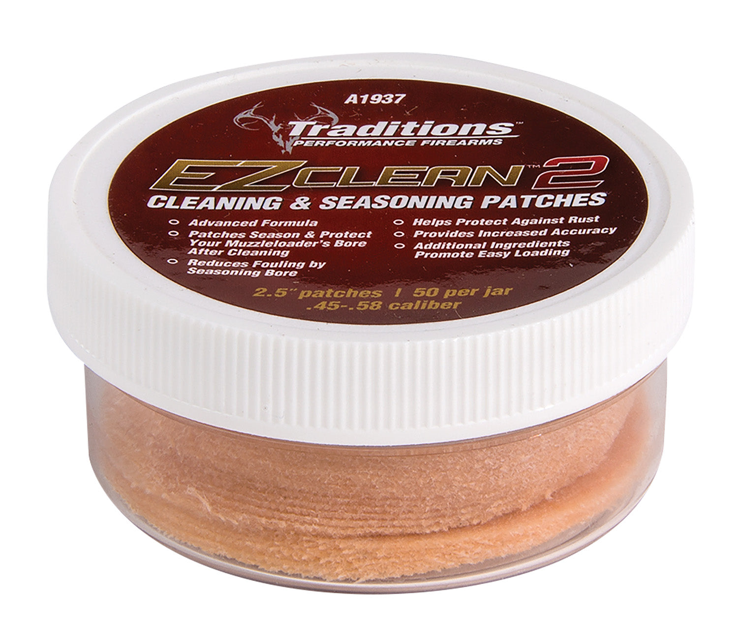 Traditions A1937 EZ Clean 2 50-Pack Cleaning Patches 45/58 Cal 2.5 Inch
