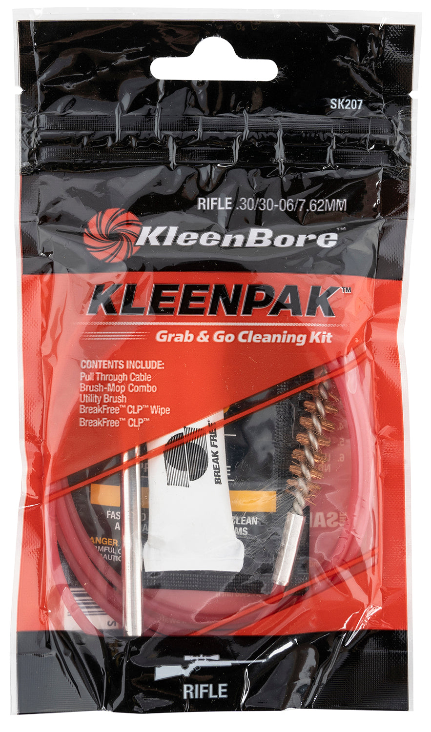 KleenBore SK20710 .30-06/7.62mm Grab & Go Pull-Through Rifle Cleaning Kit 10pk