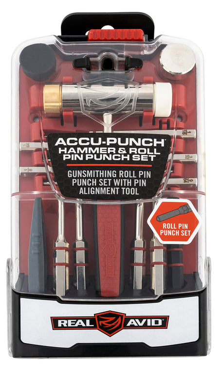 Real Avid Accu-Punch Hammer & Roll Pin Punch Set Steel with Rubber Handle