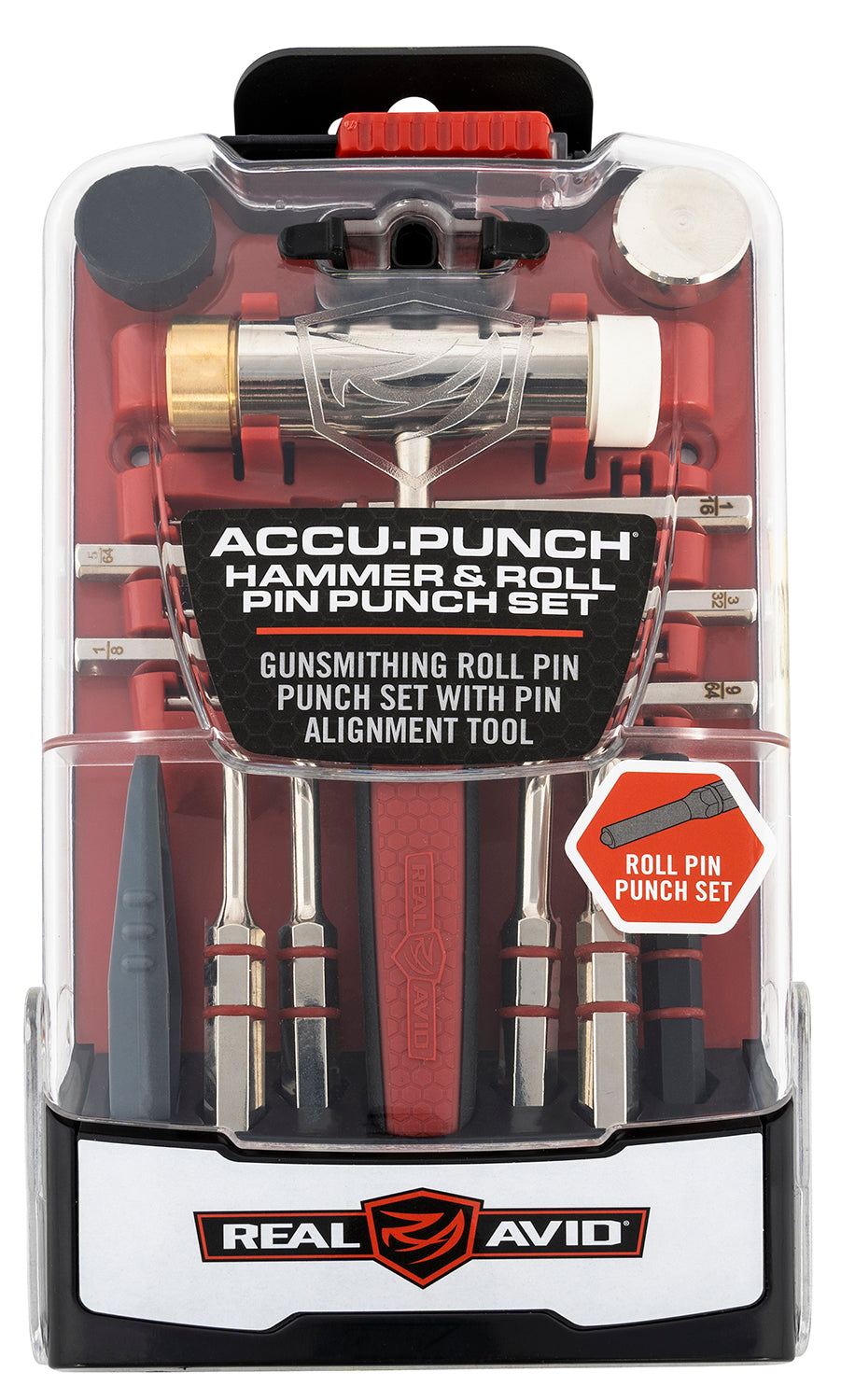 Real Avid Accu-Punch Hammer & Roll Pin Punch Set Steel with Rubber Handle