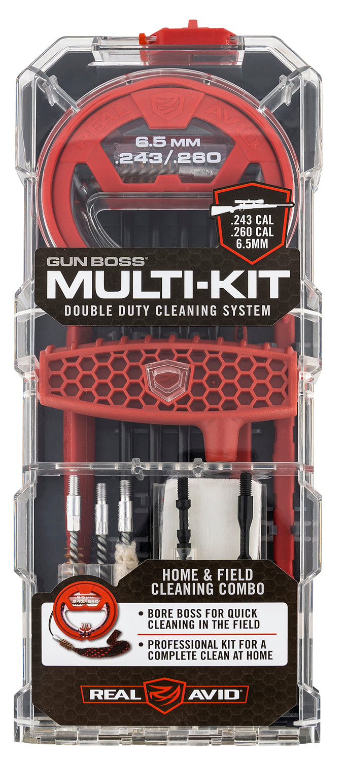 Real Avid AVGBMK243 .243 .260 6.5 Cal Rifle Multi-Kit Gun Cleaning Set with Bore Boss