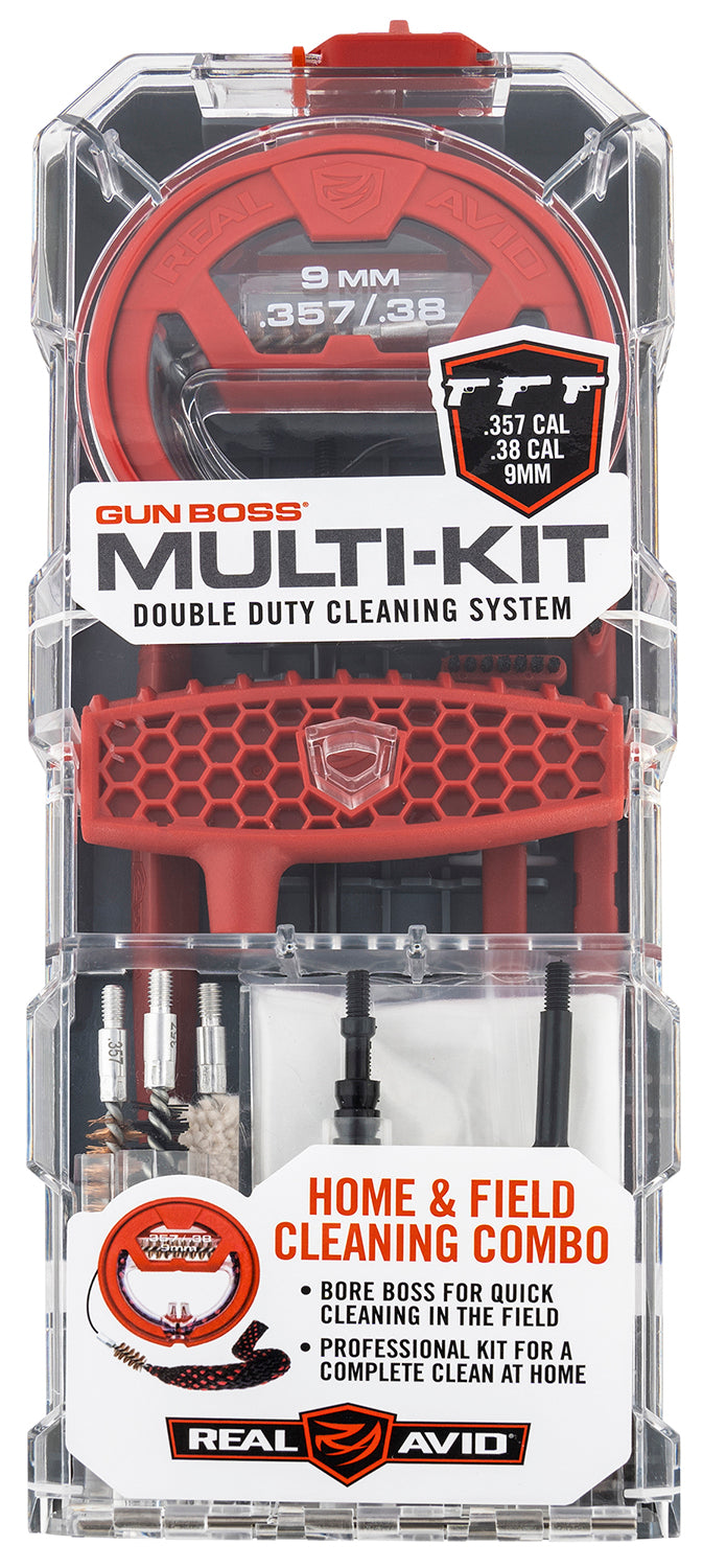 Real Avid AVGBMK9MM .38 Cal 9mm 357 Mag Pistol Multi-Kit Gun Cleaning Set Plastic Case