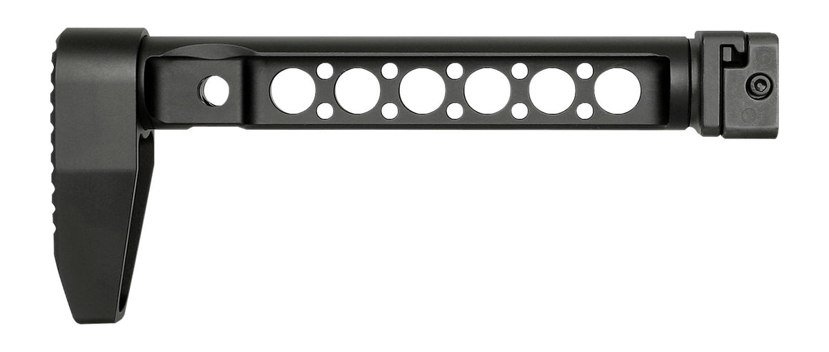 Midwest Industries Side Folding Stock with Adaptor 4140 Steel Black Skeletonized Minimalistic Butt Plate