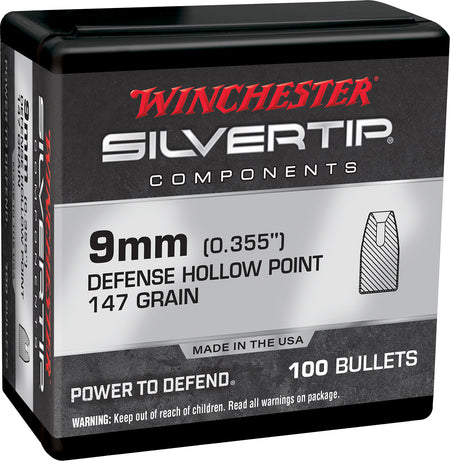 Winchester WB9ST147X 9mm 147gr Silvertip Hollow Point Centerfire Handgun Reloading Bullets 100/Box