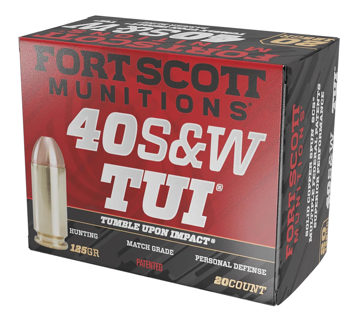 Fort Scott Munitions Tumble Upon Impact (TUI) Solid Copper Spun 125 Grain .40 S&W 1321 fps