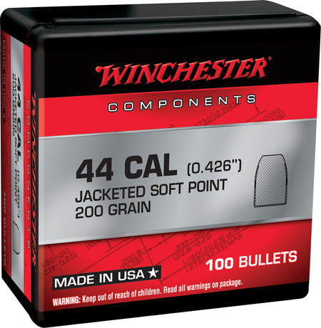 Winchester WB44SP200X Centerfire Handgun Reloading Bullets 44 Rem Mag 200gr Soft Point 100/Box