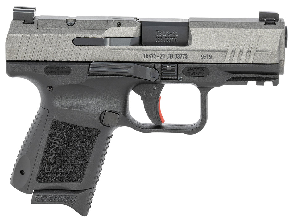 Canik HG6597TN TP9 Elite Subcompact 9mm Luger 3.60" 12+1 Black Tungsten Gray Cerakote Steel Slide Black Interchangeable Backstrap Grip