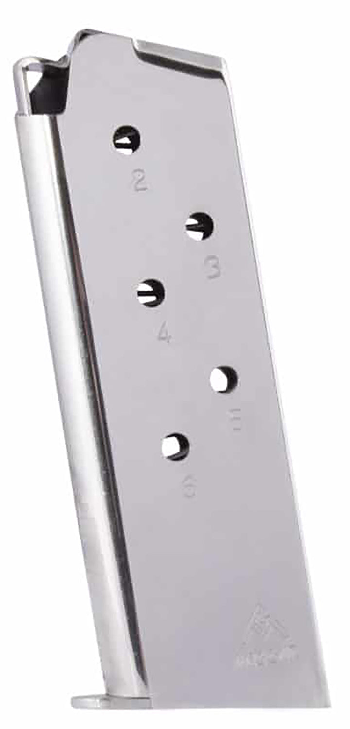 Mec-Gar 1911 Officer 45 ACP 6rd Nickel Standard Magazine