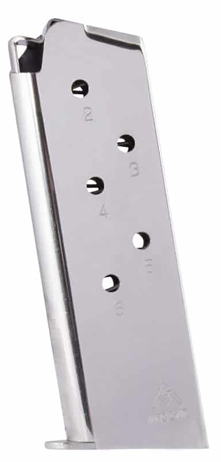 Mec-Gar 1911 Officer 45 ACP 6rd Nickel Standard Magazine