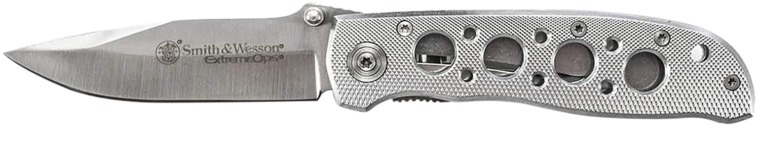 Smith & Wesson Knives Extreme Ops CK105HCP 3.22" Folding Drop Point SS Blade Aluminum Handle Lanyard Hole