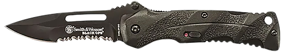 S&W SWBLOP2BSCP Black Ops 3.40" M.A.G.I.C. Assisted Folding Knife Part Serrated Blade with Pocket Clip