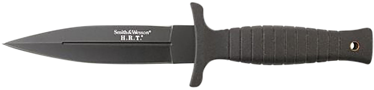 Smith & Wesson HRT Fixed Blade Knife 4.75" Spear Point Plain 7Cr17MoV SS Blade Rubber Handle 9" OAL Belt Sheath Included