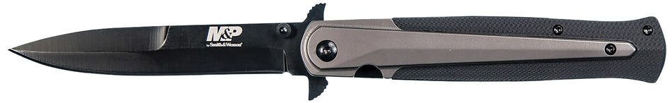 S&W 1085899 M&P Tactical Stiletto 4" Folding Knife Plain SS Blade Black/Flat Dark Earth FRN Handle Pocket Clip