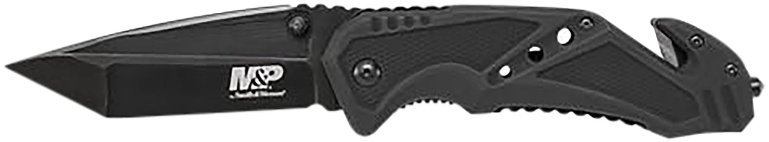 S&W SWMP11BCP M&P Rescue 3.80" Tanto Folding Knife Black Stainless Steel Blade G10 Handle Includes Pocket Clip