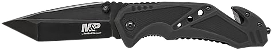 S&W SWMP11BCP M&P Rescue 3.80" Tanto Folding Knife Black Stainless Steel Blade G10 Handle Includes Pocket Clip