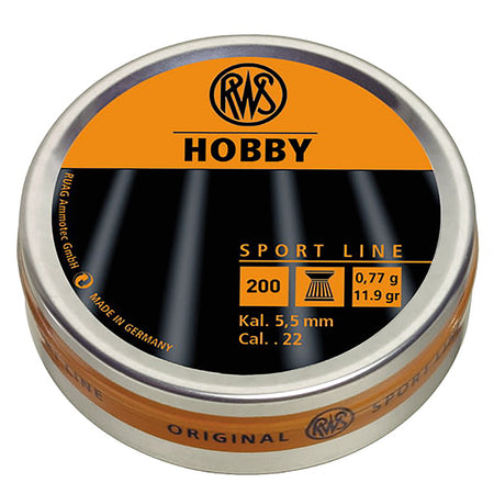 RWS Hobby Sport Line .22 Lead Airgun Pellets 200 Per Tin
