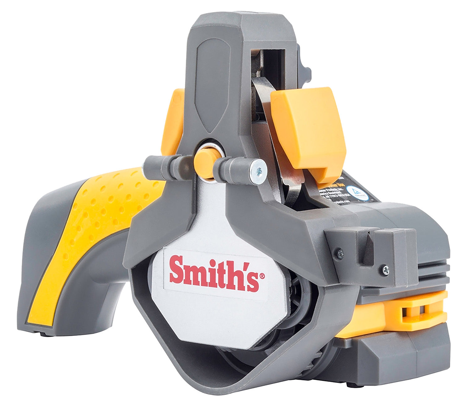 Smiths Products 50969 Cordless Rotating Head Knife Sharpener – Multi-Grit Ceramic, Gray/Yellow